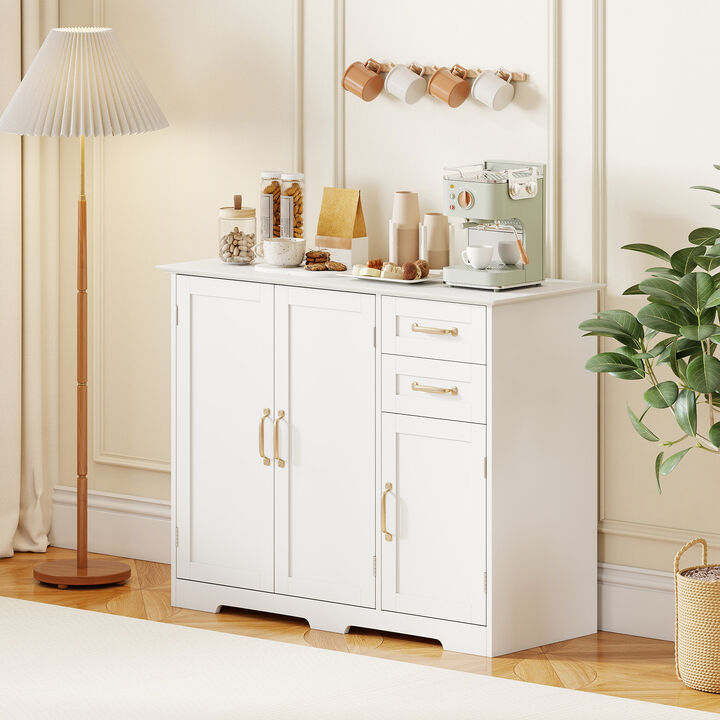 Modern 40" Buffet Cabinet with 2 Drawers and Adjustable Shelf Kitchen Storage