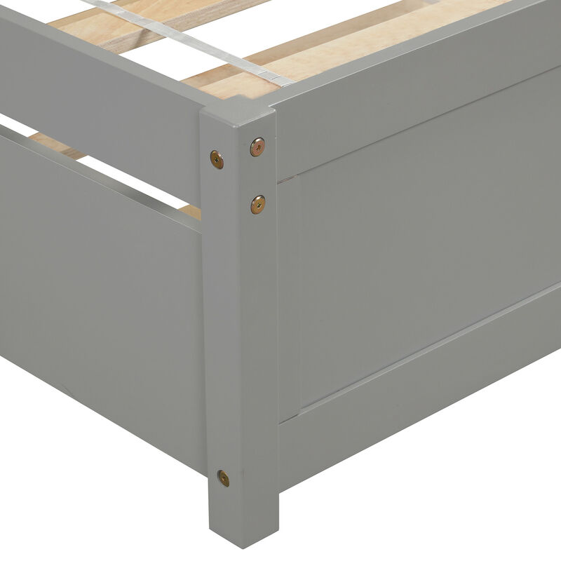 Whisen Elegant Design Twin size Platform Bed with Trundle - Gray