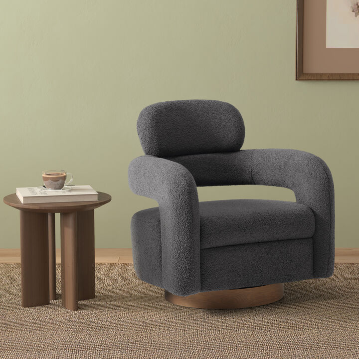 WestinTrends Mid-Century Modern Sherpa Swivel Barrel Accent Chair