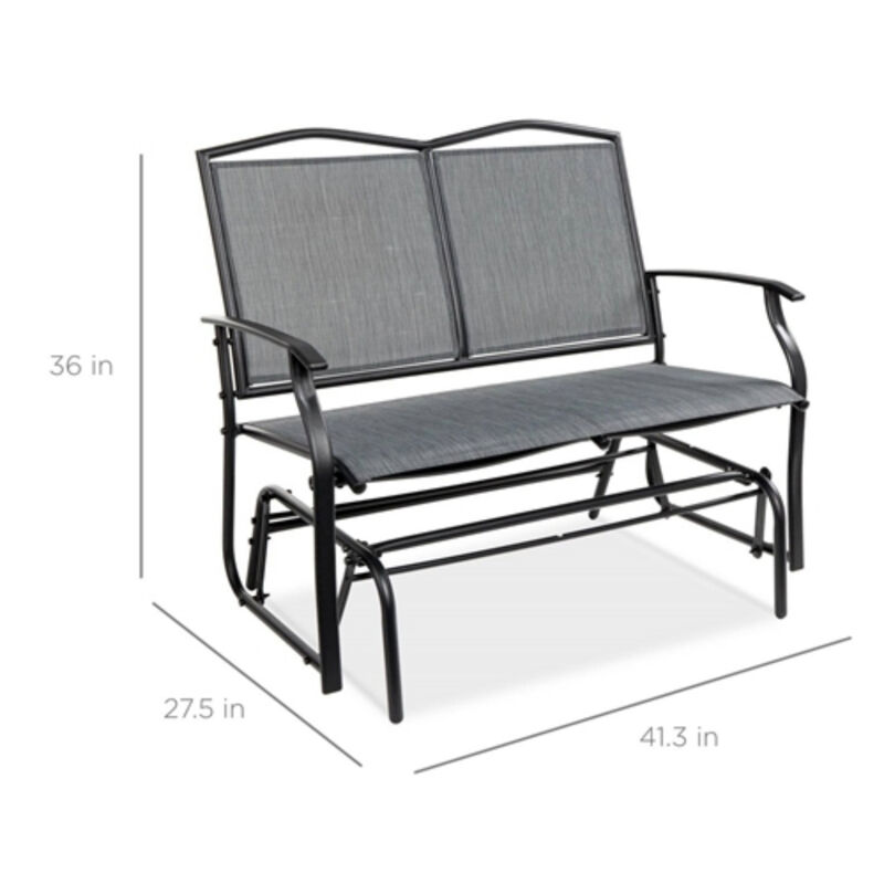 2 Seat Mesh Patio Loveseat Swing Glider Rocker with Armrests