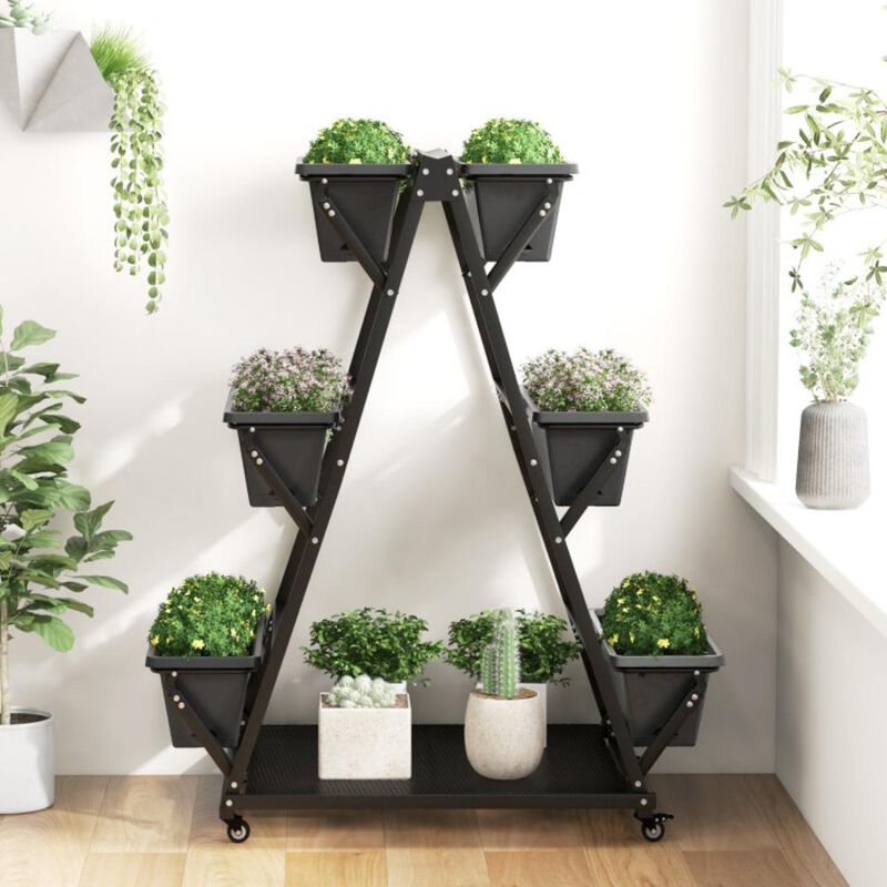 Hivvago 3-Tier Vertical Raised Garden Bed with 4 Wheels and 6 Container Boxes