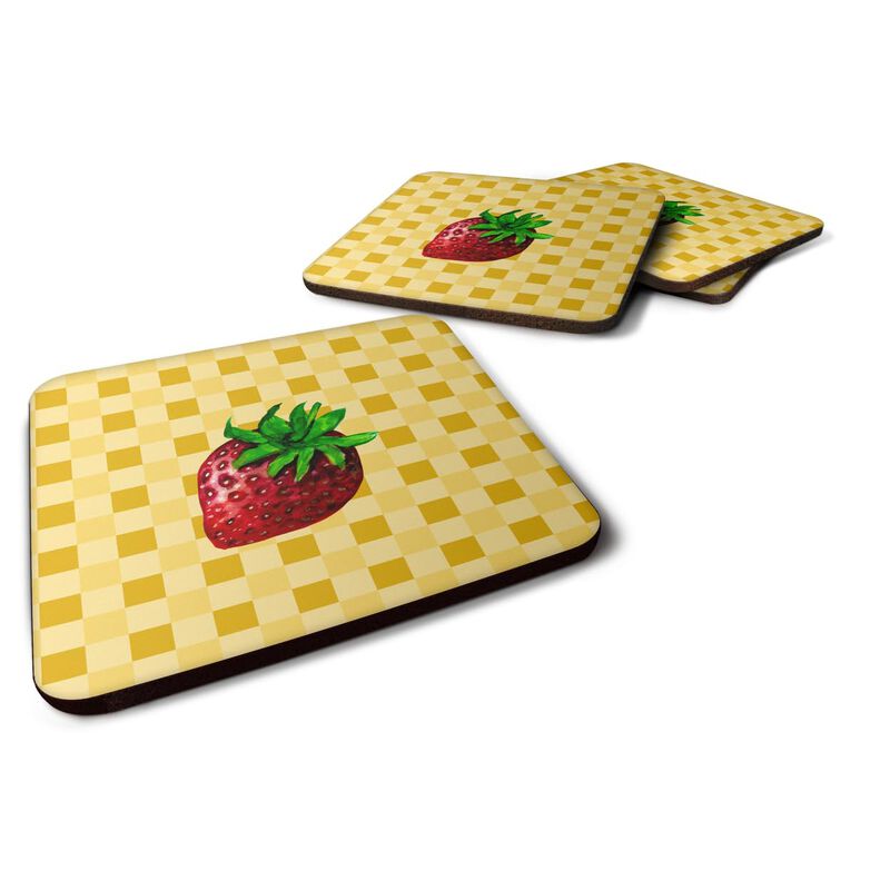 Caroline's Treasures Strawberry on Basketweave Decorative coasters, 3.5, Multicolor