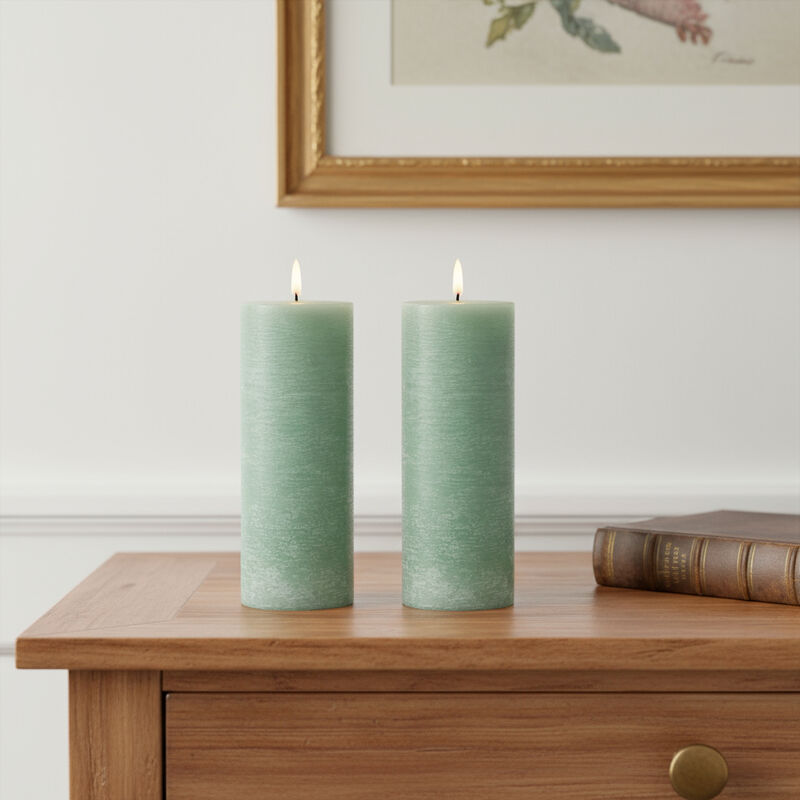 HomeRoots Set of Two Unscented Candle Flameless Pillar Candles image number 1