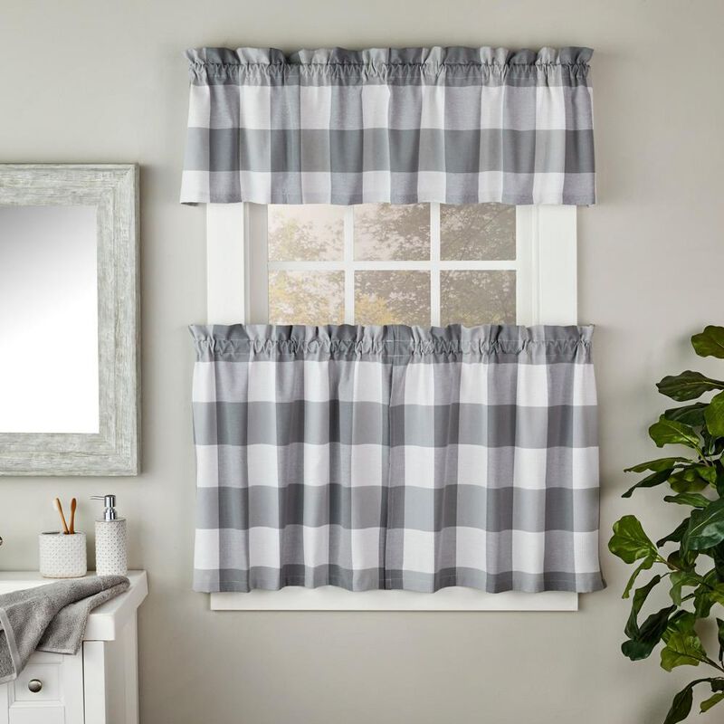 SKL Home By Saturday Knight Ltd Grandin Tier Curtain Pair - 57X36", Gray/White