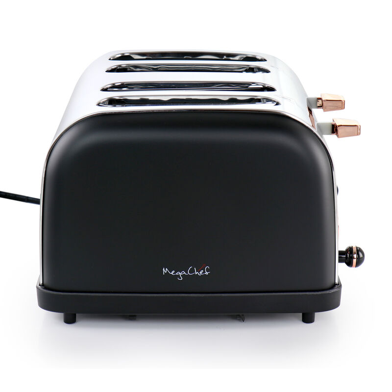 MegaChef 4 Slice Wide Slot Toaster with Variable Browning in Black and Rose Gold image number 4