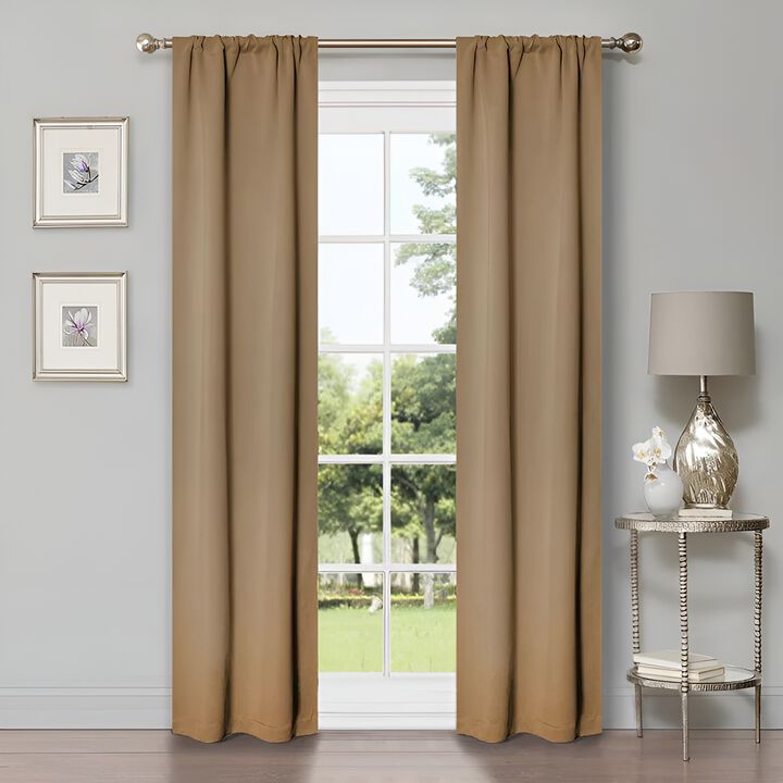 Set of 2 Blackout Curtains Rod Pocket Solid Room Darkening