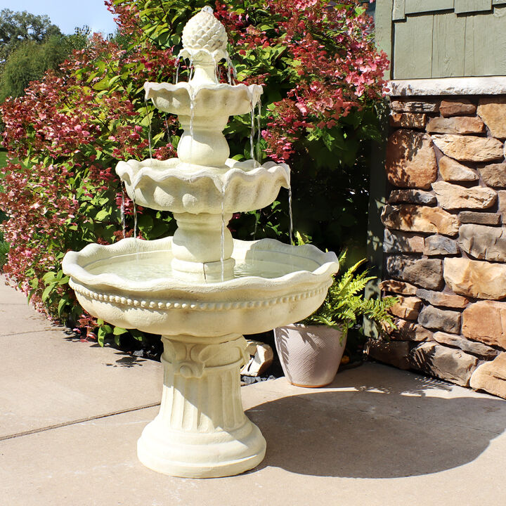Sunnydaze Pineapple Fiberglass Outdoor 3-Tier Water Fountain