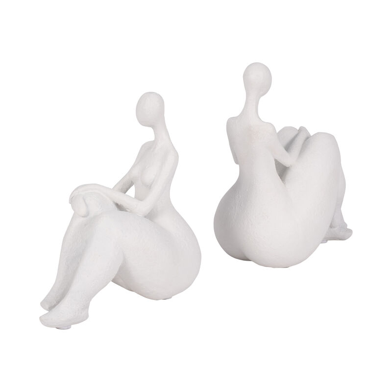 S/2 Sitting Ladies Bookends, White image number 2