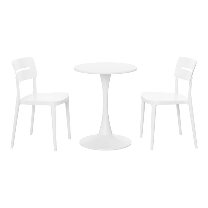 WestinTrends 3-Piece Outdoor Round Metal Patio Dining Table Set With Stackable Patio Chairs