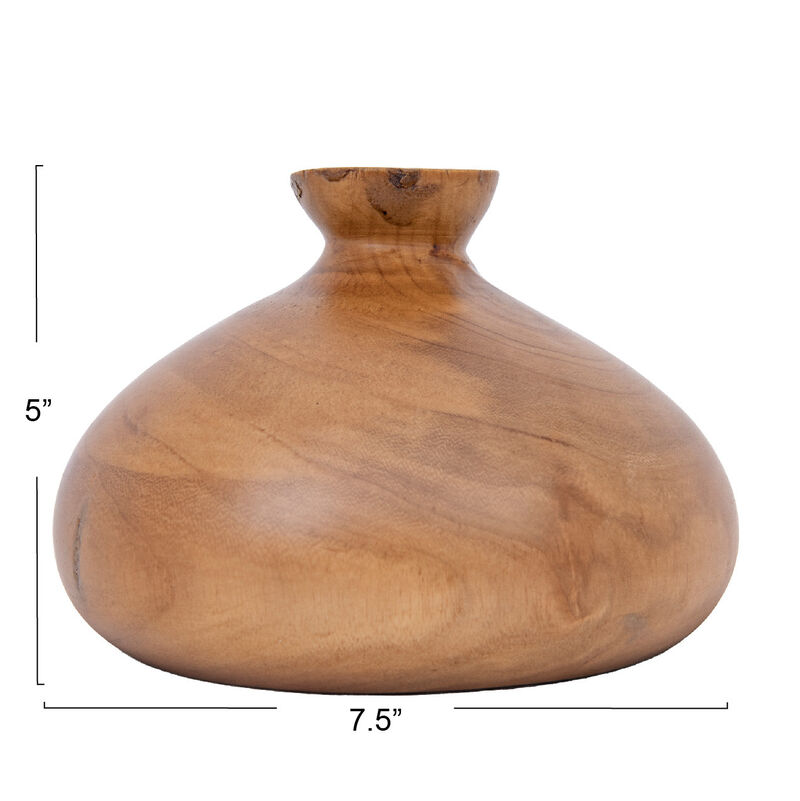 Decorative Paulownia Wood Vase, Walnut Finish image number 2