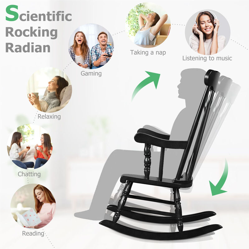 Rocking Chair with Solid Wooden Frame for Garden and Patio, Comfortable Outdoor Seating