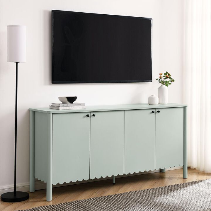 Modway Emmeline 4-Door Scalloped Sideboard in Sage