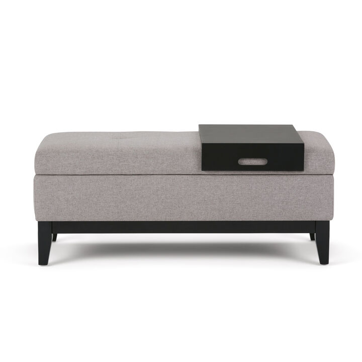 Simpli Home Oregon Storage Ottoman Bench with Tray