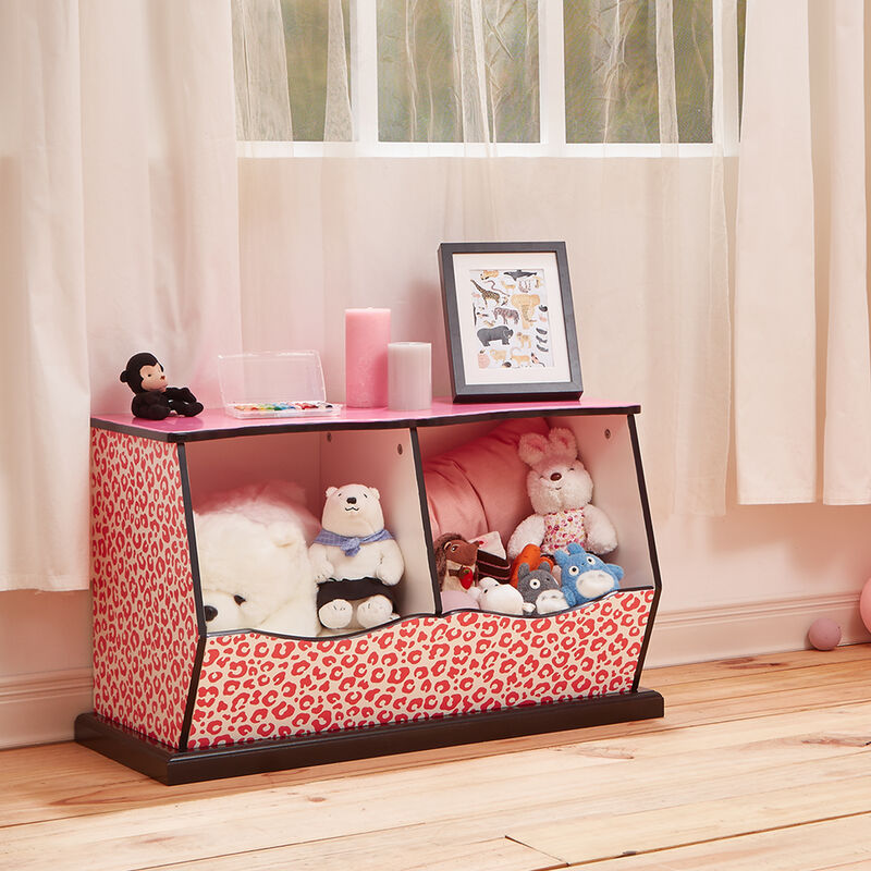 Fantasy Fields - Fashion Leopard Prints Miranda Toy Cubby Storage - Pink / Black