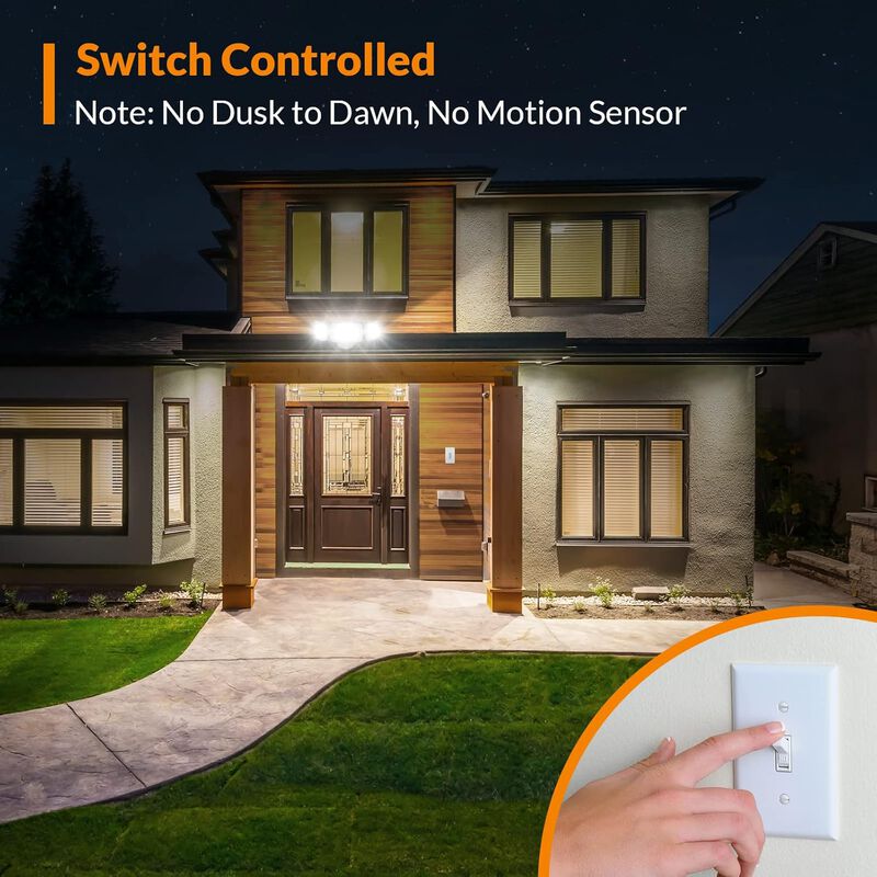 LEPOWER 42W Flood Lights Outdoor, 4200LM Bright LED Security Lights Outdoor with 3 Heads, 220&deg; Wide Angle, IP65 Waterproof for Garage, Yard, Porch image number 5