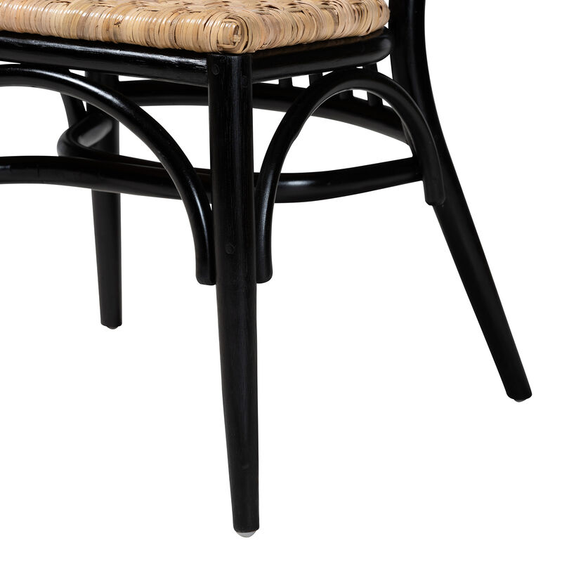Bali & Pari Parthenia Two-Tone Black and Walnut Brown Finished Dining Chair
