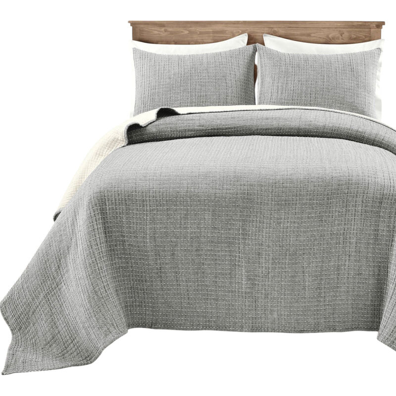 Cozy Reversible Cotton Yarn Woven 3-Piece Coverlet Set – Elegant Bedding for Any Bedroom