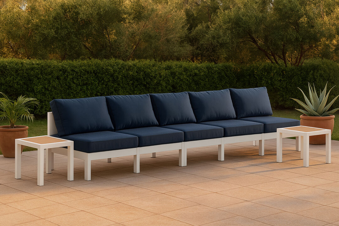 Meridian Furniture Nizuc Navy Water Resistant Fabric Outdoor Patio Modular Sofa