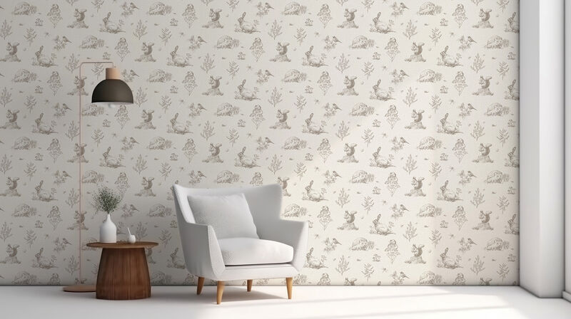 Clawford Beige Meadow Friends Wallpaper image number 4