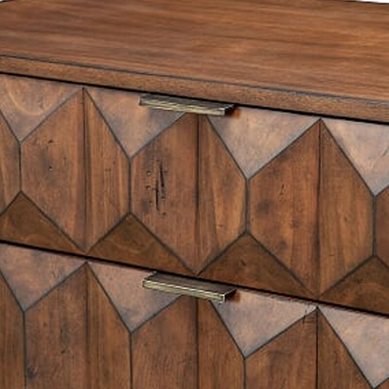 6 Drawer Dresser with Honeycomb Design and Metal Legs, Brown image number 3