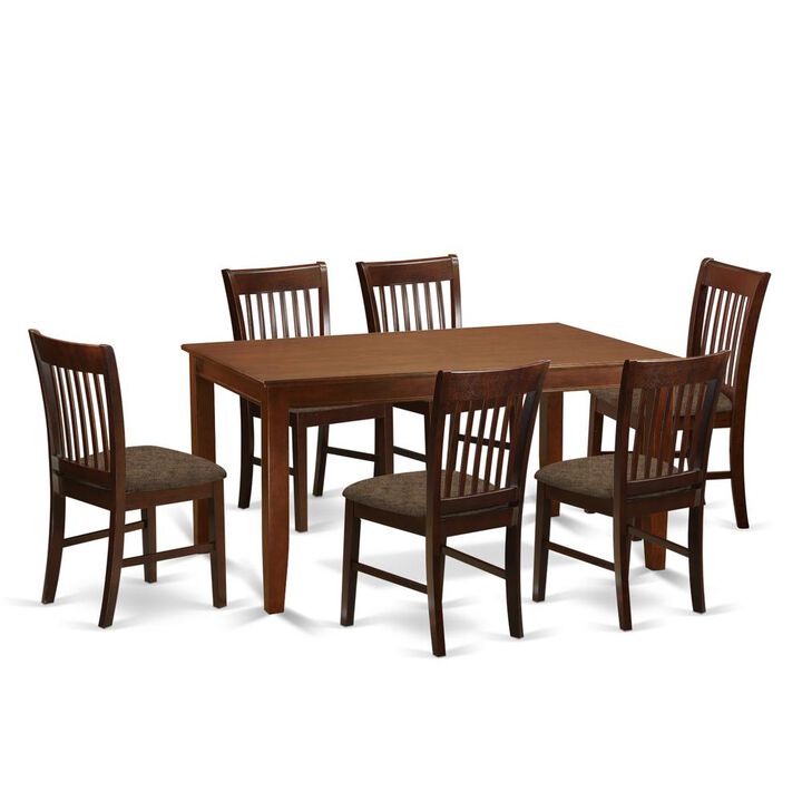 East West Furniture DUNO7-MAH-C 7 PC Dinette Table set for 6-Dinette Table and 6 dinette Chairs