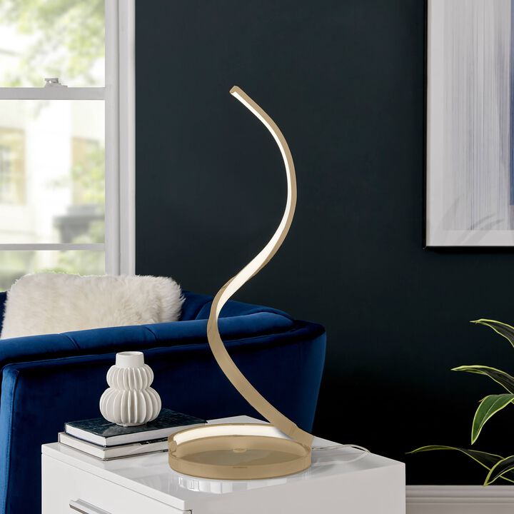 Modern Spiral Table Lamp Chrome Metal Dimmable Integrated LED