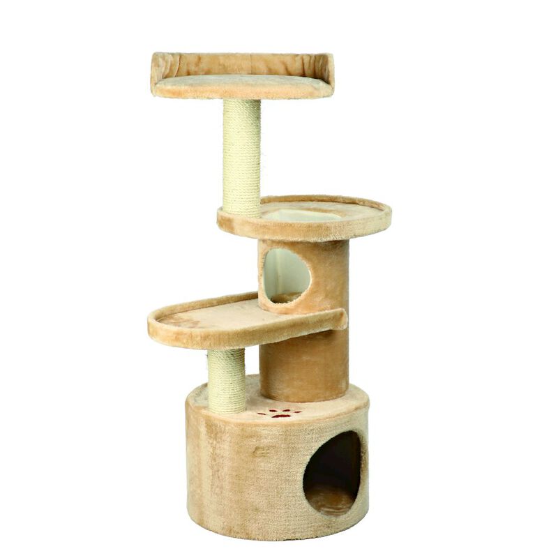 TRIXIE Oviedo Plush 3-Level Cat Tree with Sisal Scratching Posts, Condo & Tunnel image number 0
