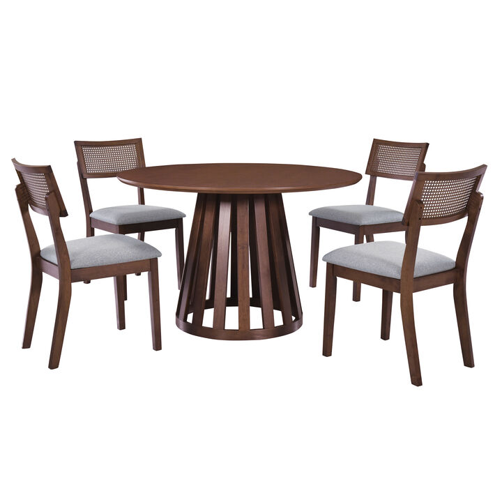 Merax 5-Piece Retro Dining Set with Round Table
