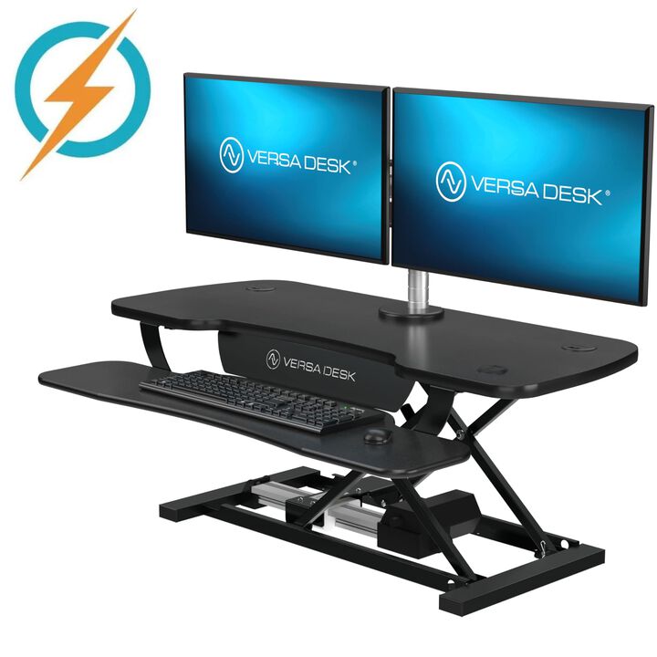 VersaDesk PowerPro® 40"W Electric Adjustable Standing Desk Converter, Black
