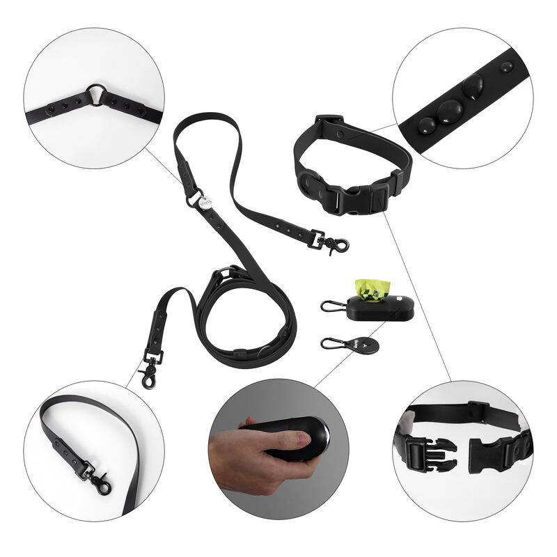 Luna  Adjustable 6-in-1 Waterproof Hands-Free Leash and Collar with LED Flashlight