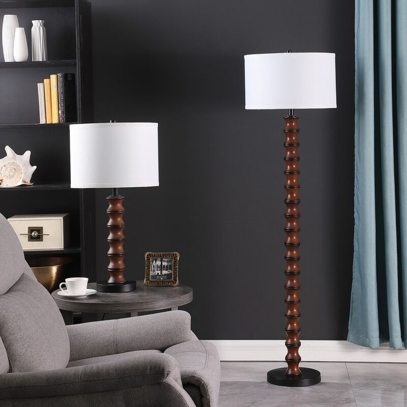 ELEMENT ACE Modern Coastal 27.5 Inch Table Lamp with Polyresin Body, Cotton Linen Drum Shade, In-Line On/Off Switch Ideal for Bedroom Living Room Home Decor Ambient Lighting image number 4