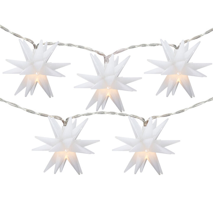 10-Count LED White Star Christmas Fairy Lights 5.25ft Copper Wire