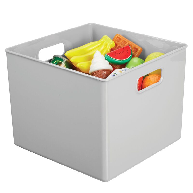 mDesign Plastic Deep Home Storage Organizer Basket Bin, Handles, 4 Pack, Gray image number 8