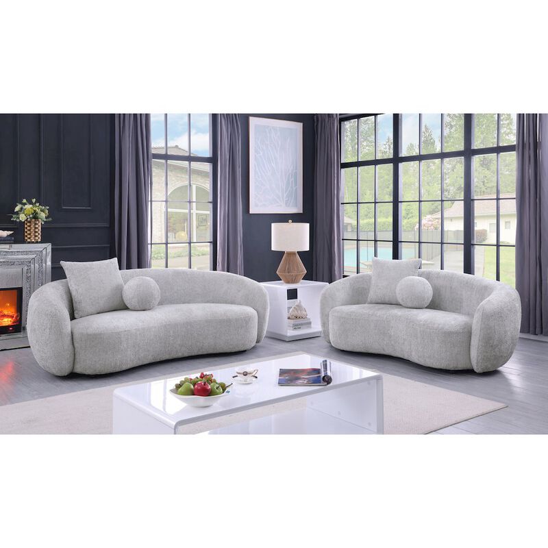 Best Quality Furniture Teddy Fabric 2Pc Sofa + Loveseat Set In Light Grey