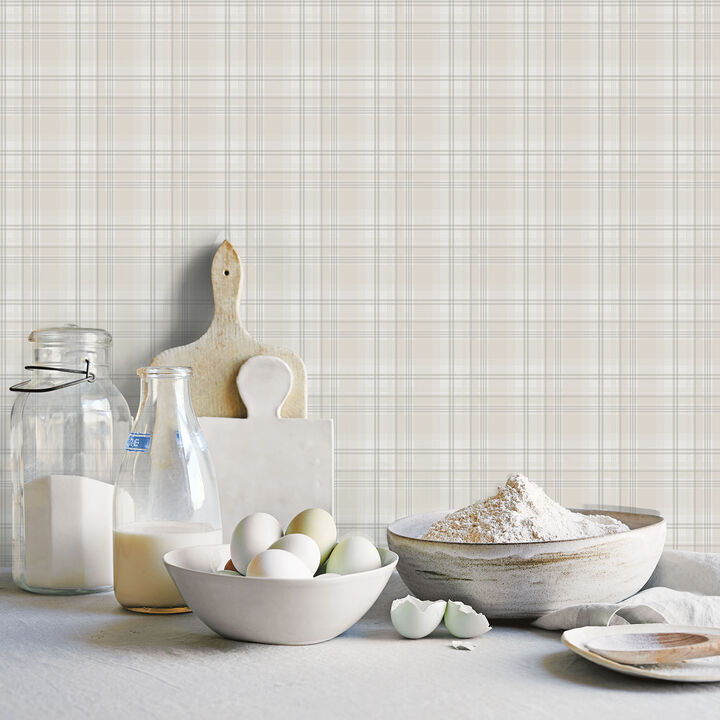Kitchen Recipes Check Plaid Beige Wallpaper G12271