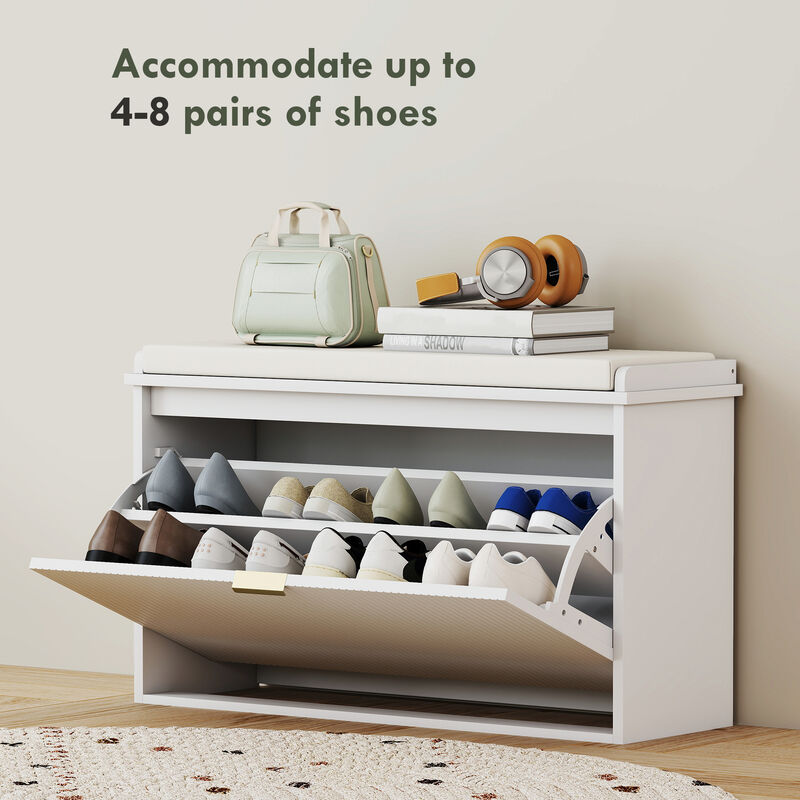 Hivvago Shoe Cabinet Bench with Cushion and Storage Drawer image number 4