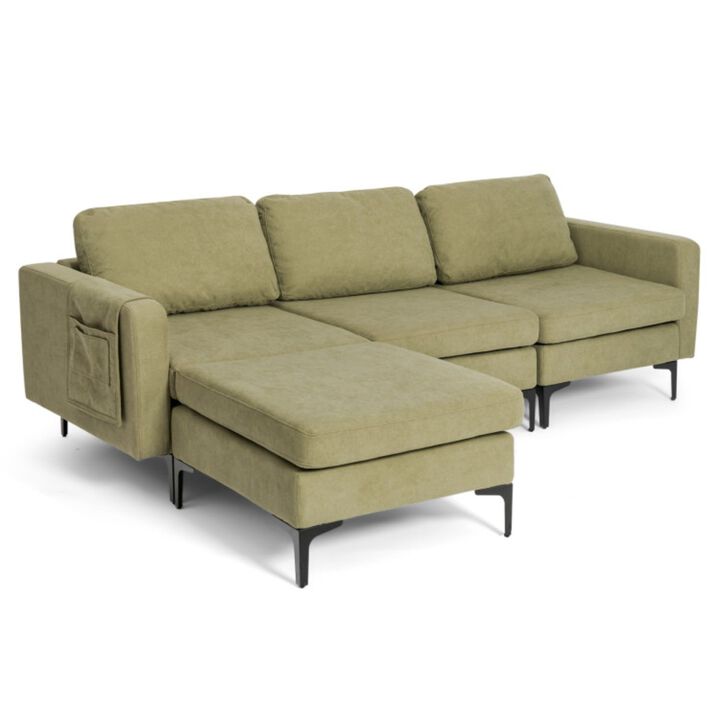 Modular L-shaped Sectional Sofa with Reversible Chaise and 2 USB Ports