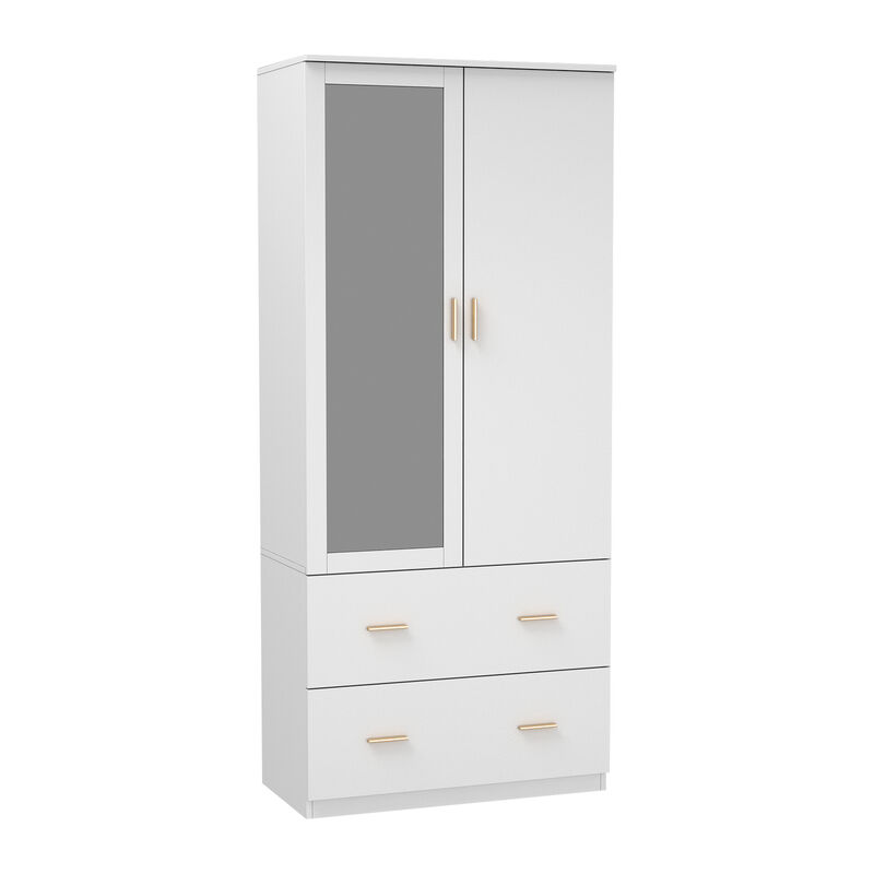 FUFU&GAGA Wardrobe with Full-Length Mirror, PB Particleboard & Paper Laminate (31.5" W x 72" H x 18.9" D)