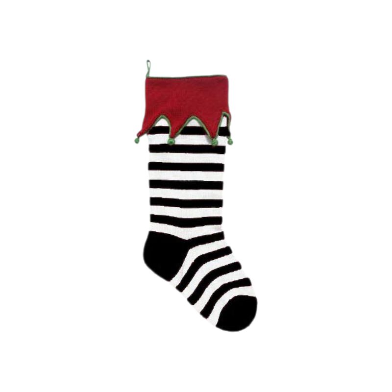 Elf Cuff Striped Stocking, Black image number 0