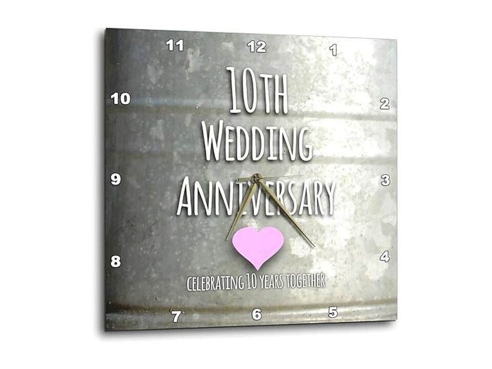 Wedding Tin Celebrating Years Together Wall Clock 10 Inch Home Decor
