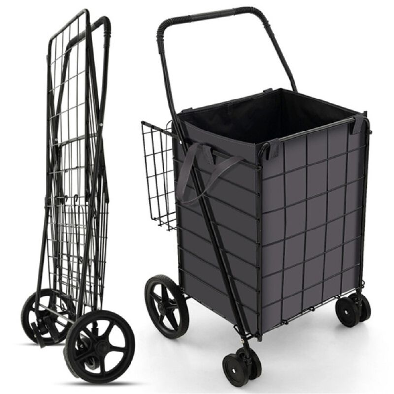 Portable Extra Large Folding Grocery Cart, Heavy-Duty Rolling Trolley for Home & Outdoor Use