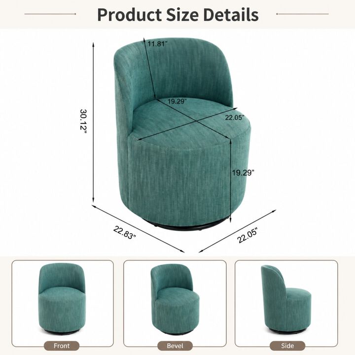 GOODSILO 360 Degree Swivel Armless Upholstered Accent Chair, Drum Seating for Dining, Bedroom, Living Room, Vanity, Small Spaces