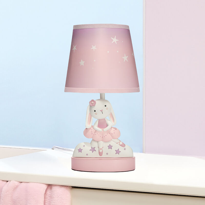 Bedtime Originals Tiny Dancer Bunny & Stars Pink Nursery Lamp with Shade & Bulb