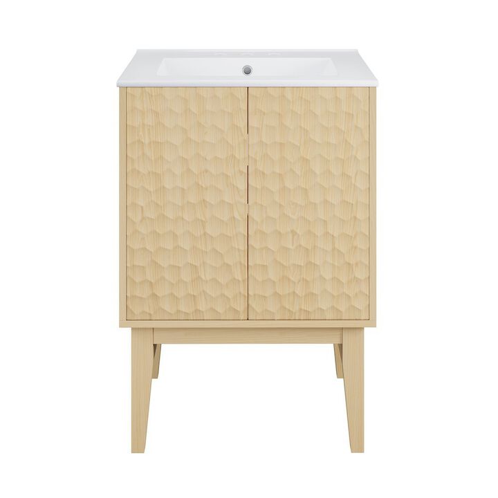 24" Freestanding Bathroom Vanity with 3-Hole Centerset Sink Top