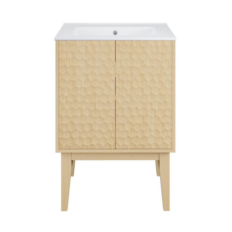 24" Freestanding Bathroom Vanity with 3-Hole Centerset Sink Top image number 0