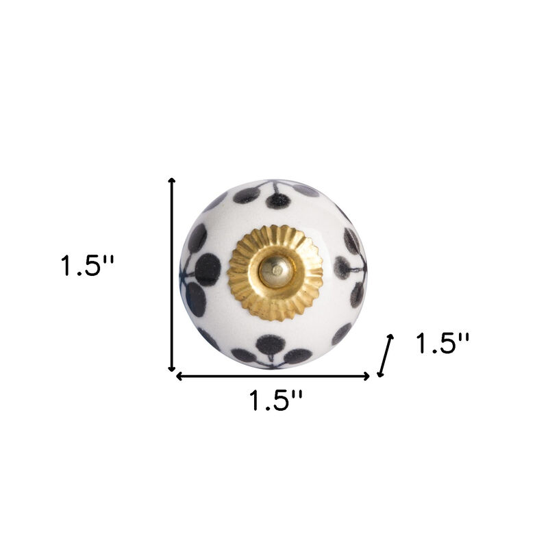 HomeRoots Set of Eight Black And White Ceramic And Metal Drawer Pull Knobs image number 4