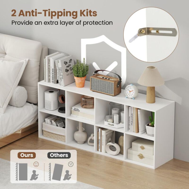 Hivvago 8-Cube Bookcase Bookshelf with 2 Anti-Tipping Kits Storage Organizer