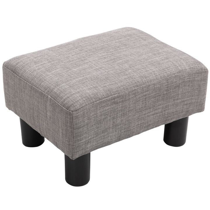 Gray Versatile Seat: 16" Linen Fabric Ottoman Cube Footrest