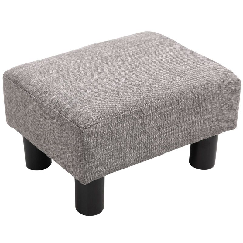 Gray Versatile Seat: 16" Linen Fabric Ottoman Cube Footrest