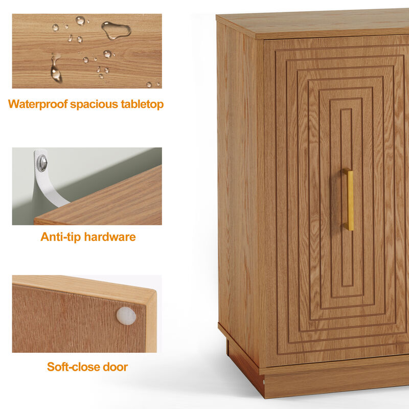 Hinnob 4-Door Geometric Wood Sideboard image number 4